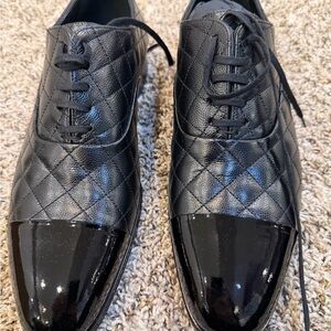 Burberry Quilted Black Leather Oxfords